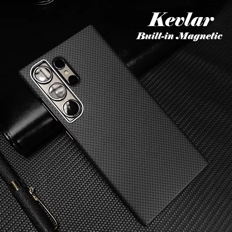 

1500D Magnetic Carbon Fiber Texture Case for Samsung S26 Ultra S25 Plus S24 Magnetic Wireless Charging Metal Lens Protect Cover