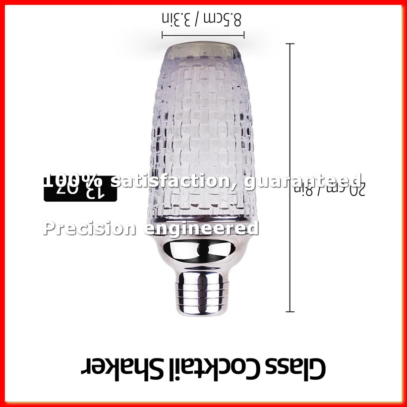 

13Oz Glass Cocktail Shaker Set - Glass Shaker for Cocktails, Drink Shakers Cocktail and Cocktail Shakers Silver-A09G