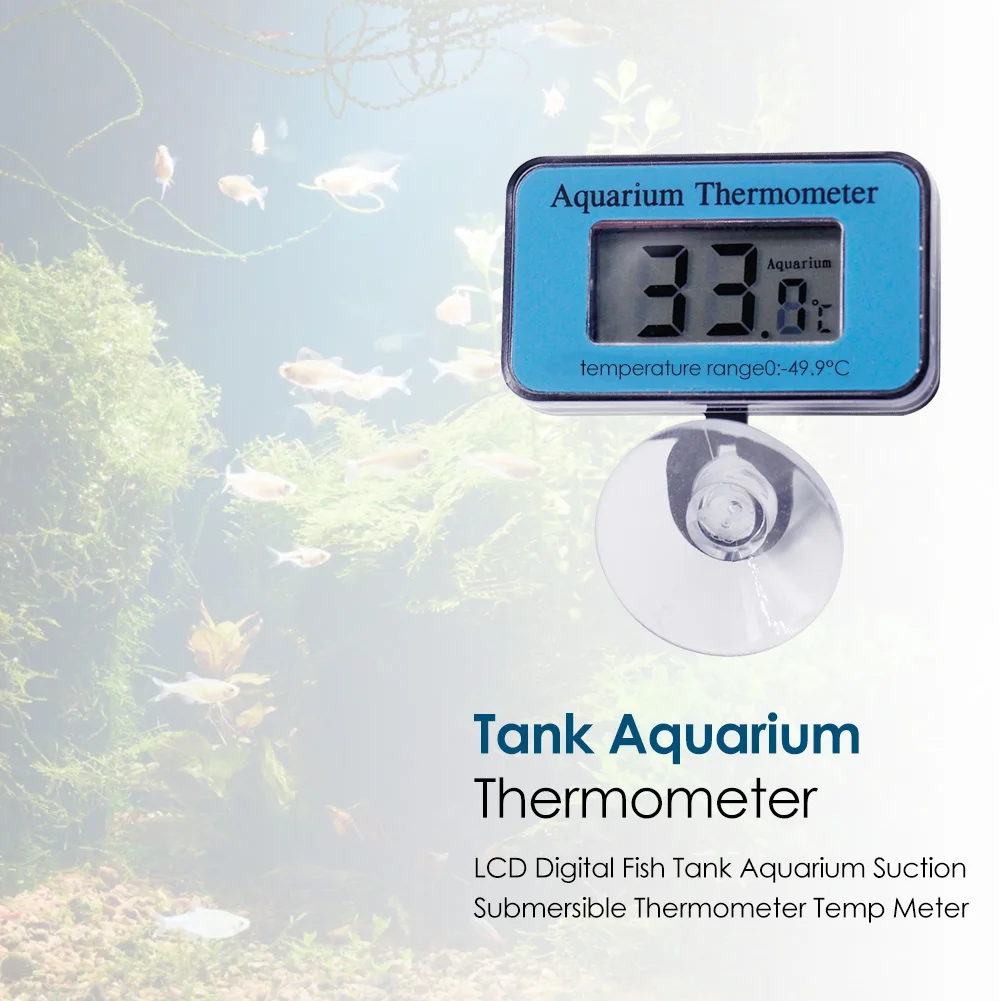 LCD Digital Fish Tank Aquarium Thermometer Environmental Protection and Durability Suction Submersible Water Temp Meter