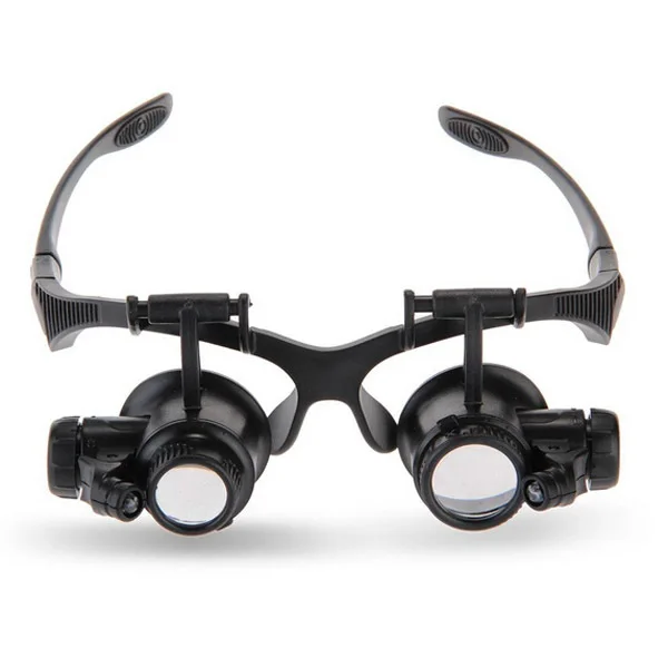 

10X 15X 20X 25X Magnifier LED Double Eye Loupe Glasses Replaceable Lens Watch Repair Jewelry ABS Plastic Optical