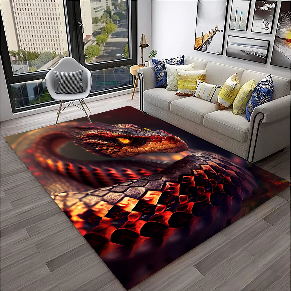 

3D Gothic Snake Serpent Python Viper Carpet Rug for Home Living Room Bedroom Sofa Doormat Decor,kids Area Rug Non-slip Floor Mat