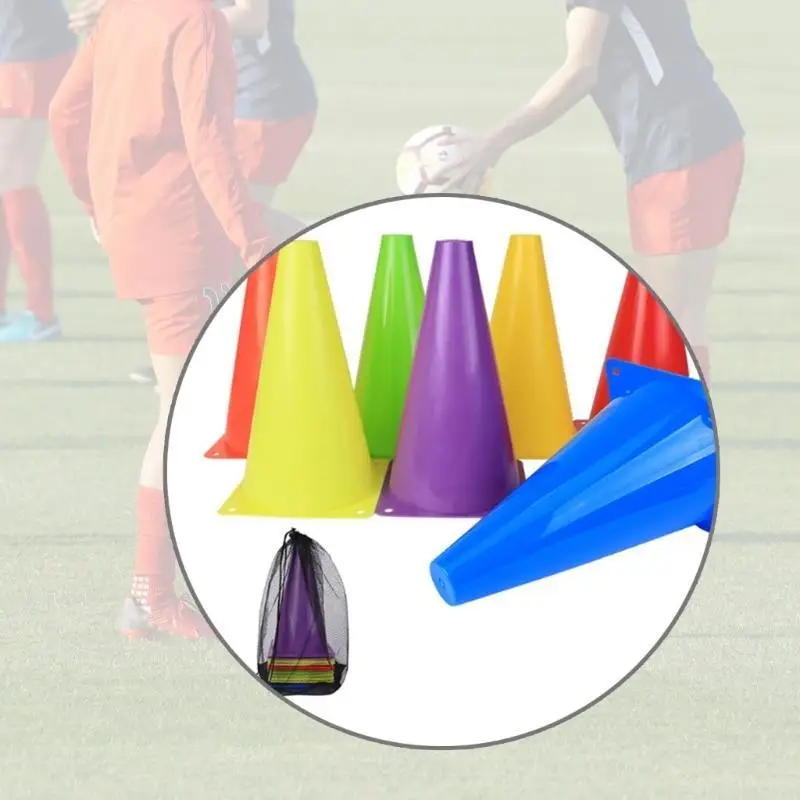 652F 10 Buah Plastik Kerucut Lalu Lintas Pembuat Pelatihan Sepak Bola Skate Rintangan Pelatihan Pembuat Kerucut Aksesori