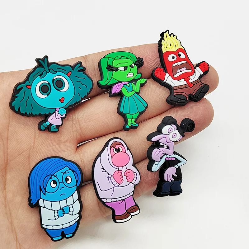 Inside Out PVC Cartoon Shoe Charms, DIY Crocs Decorações, Vice Versa Jibz, Fit para Atacado