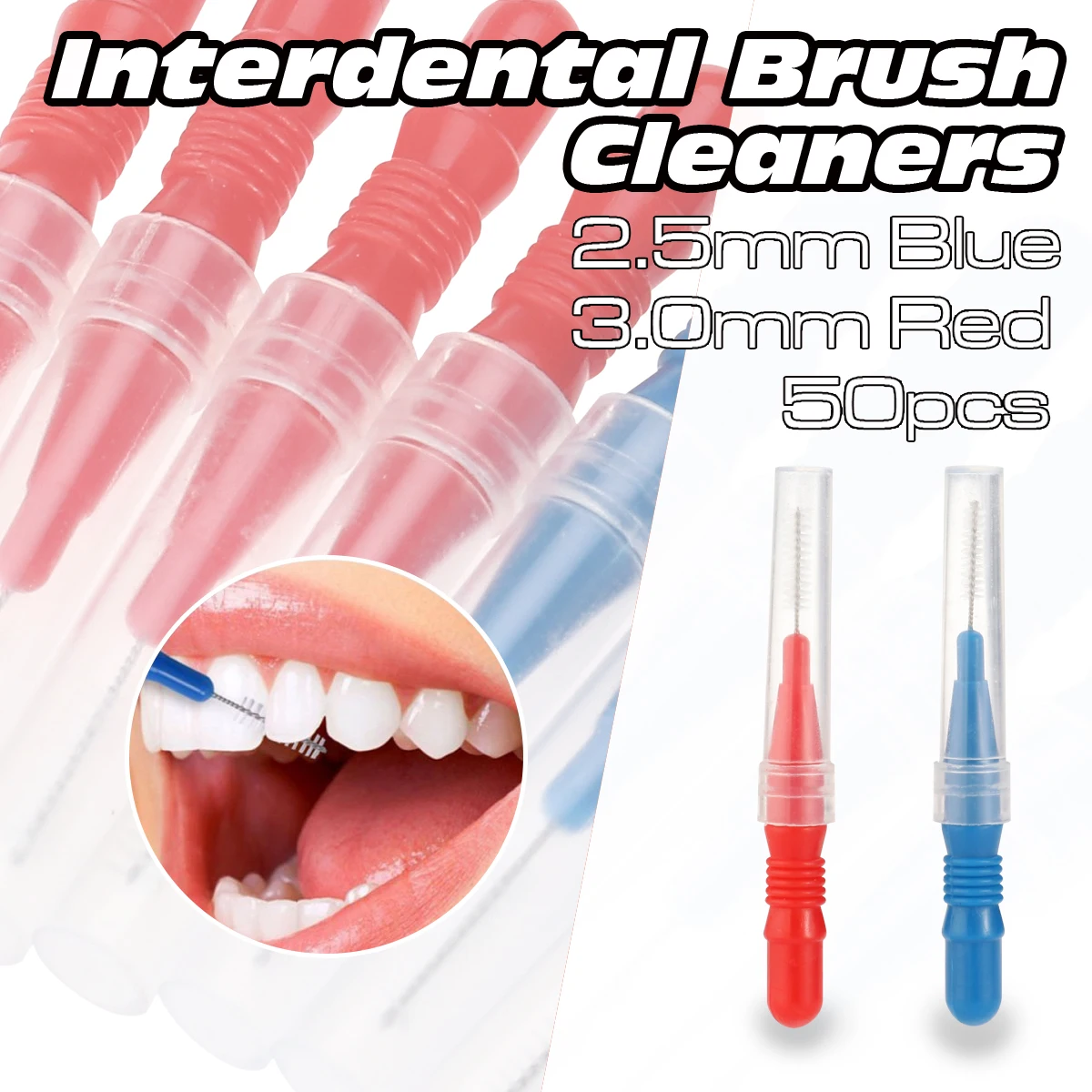 50 Uds cepillo Interdental cepillo de limpieza palillo de dientes limpiador de palillos de dientes herramienta de limpieza Oral herramienta de cepillo Interdental de cuidado bucal