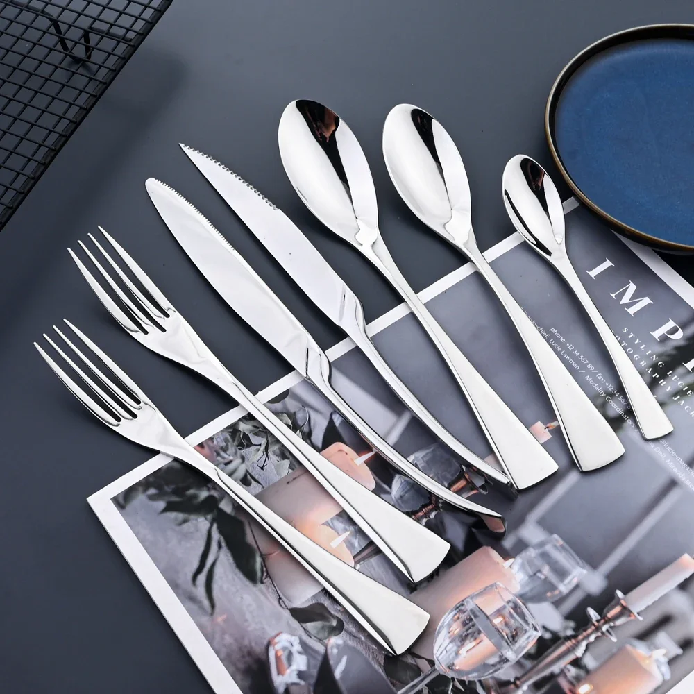 6Pcs Silver Separate Dinnerware Set Knife Fork Spoon Flatware 304 Stainless Steel Tableware Silverware Kitchen Dinner Cutlery