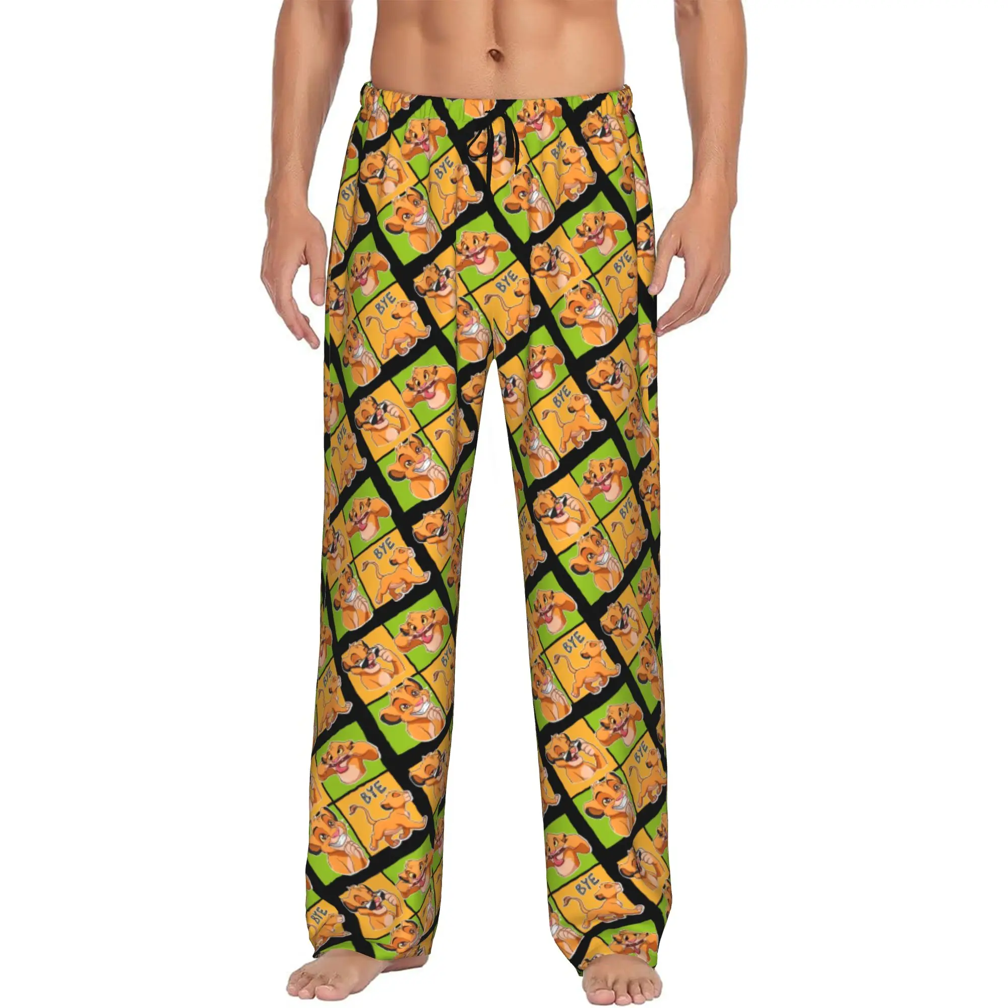 

Custom Printed The Lion Cartoon K-Kings Pajama Pants for Men Anime Sleep Sleepwear Bottoms with Pockets