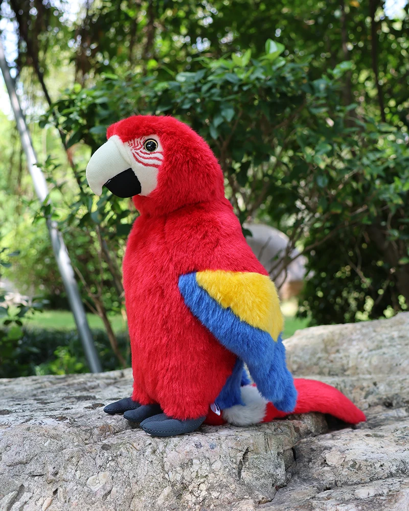 

12 Inches High Soft Big Scarlet Macaw Plush Toy Realistic Red Parrot Birds Stuffed Toys Zoo Animals Gifts