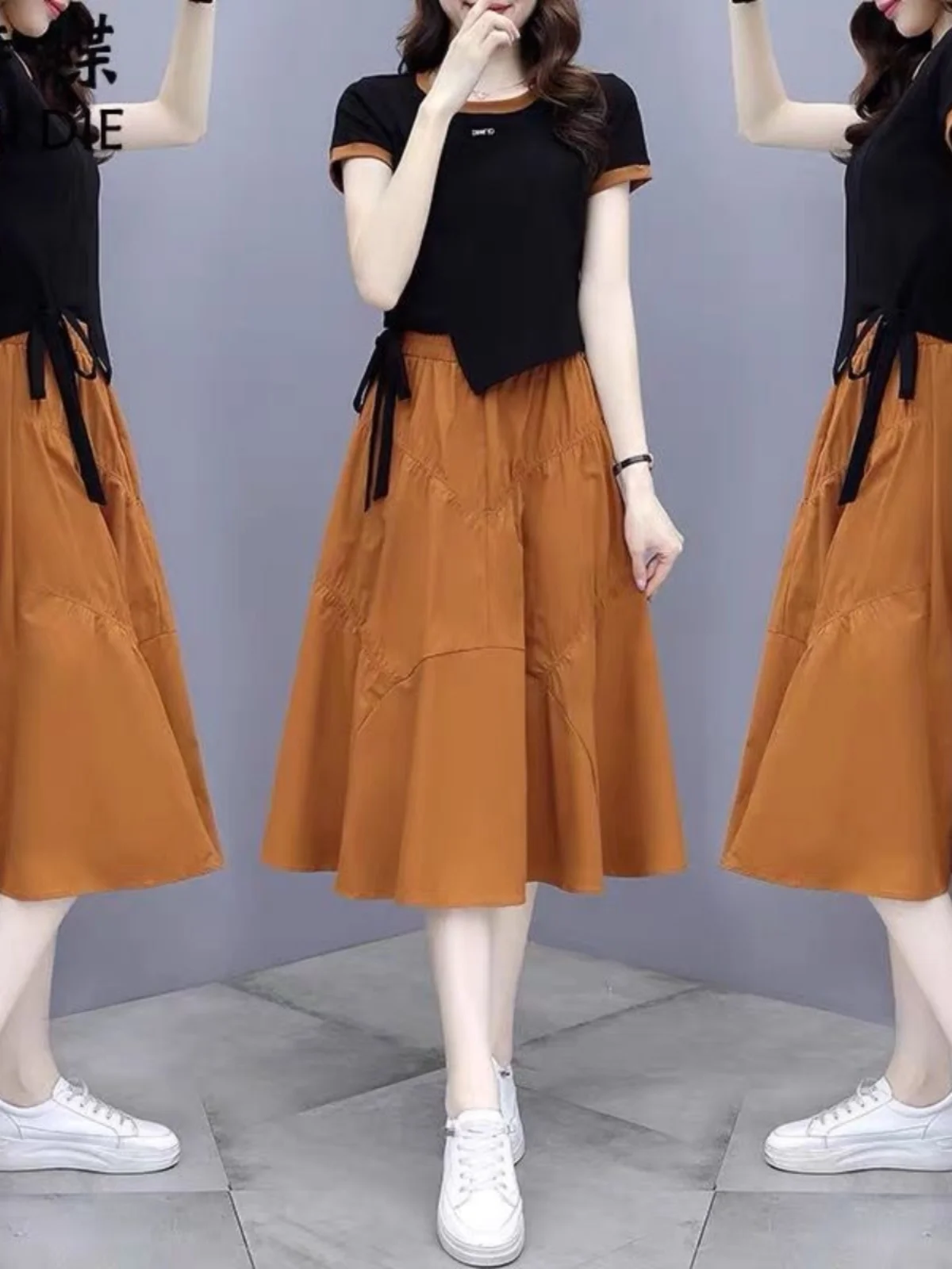 

Slimming Summer New Sle plus Size Fat MM 300 Pou Two Piece Set Women's Skirt Faionable Age Reducing Ele Trendy