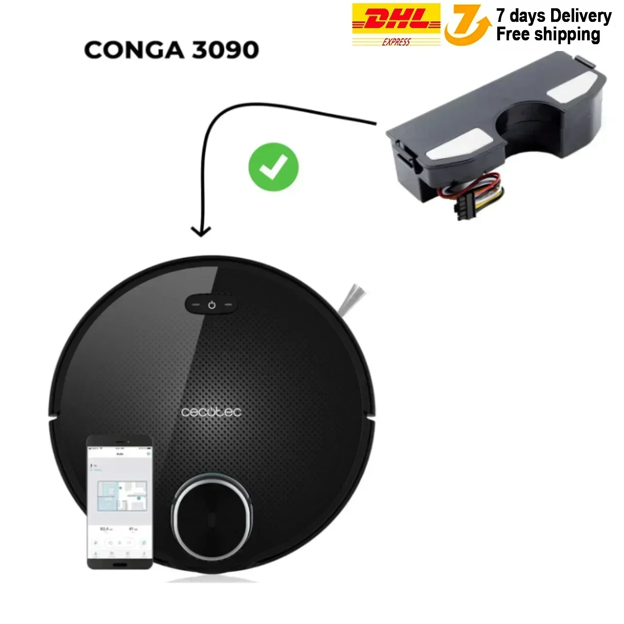 بطارية متوافقة 6800 مللي أمبير في الساعة Conga 3090,3091, 3092,1690, 2090, جهاز آلي لتنظيف الأتربة استبدال بطارية ليثيوم 14.4 فولت ملحقات