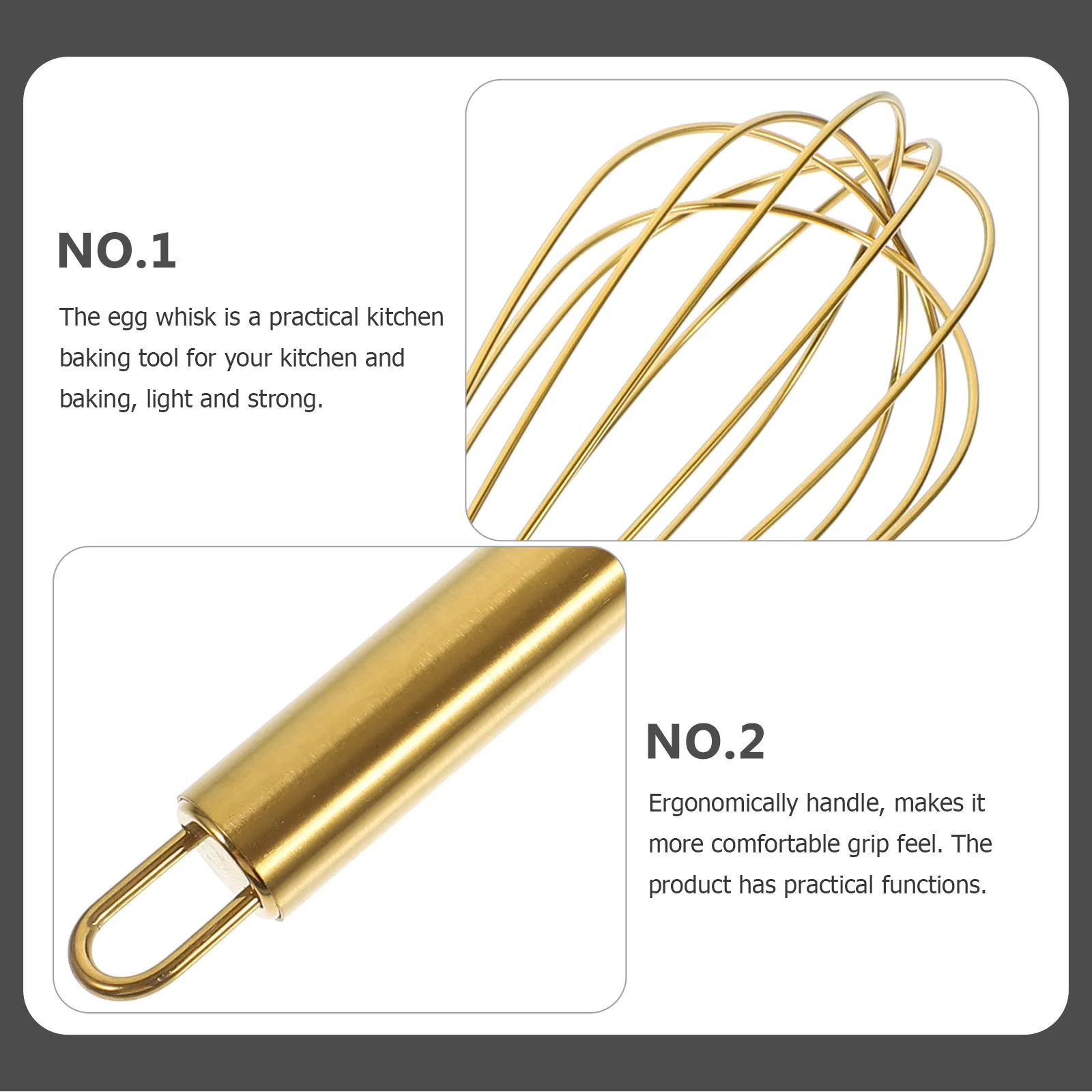 

Nonstick Stainless Steel Egg Whisk Metal Wire Salad Mixing Tool Kitchen Beater Ergonomic Design Practical Egg Whisk