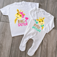 Big Sister Little Brother Family Matching Clothes Giraffe Print Boys Girls T-shirt Baby Sleepsuit Sibling Matching Family Outfit