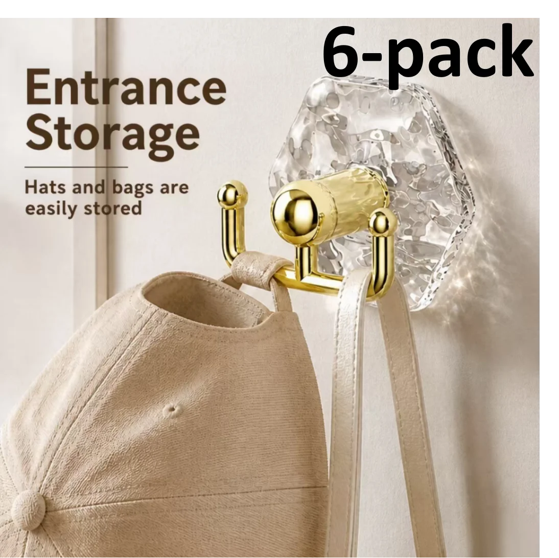Luxury Water Ripple Hook Light No-Drill Wall Door Hook Strong Adhesive for Kitchen Dormitory Bathroom Traceless