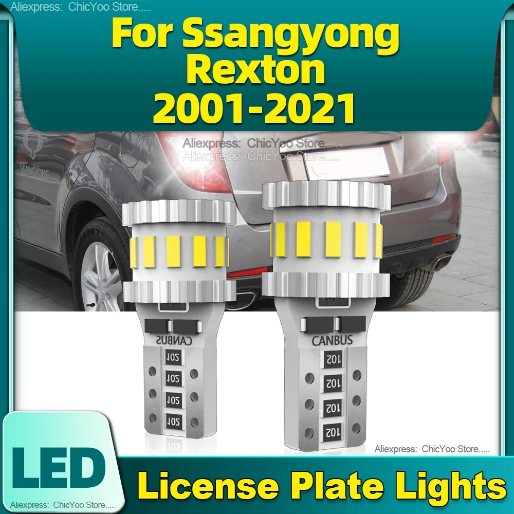 

2Pcs Car LED Bulb T10 W5W License Plate Lamp Lights 1000LM For Ssangyong Rexton 2001 2002 2003 2004 2005 2006 2007 2008 09-2021