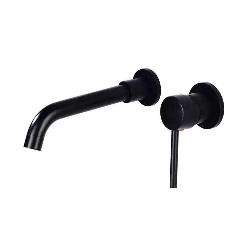 Hot Selling Luxury Black Brass Concealed Basin Faucet for Hotels Modern Single Handle Design with Ceramic Valve Core