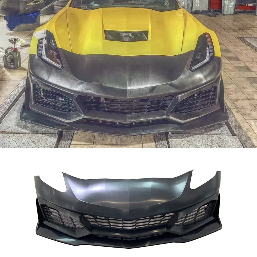 For Corvette C7 ZR1 2014-2019 Front Bumper Lip Bodykit ZR1 Style FRP Material New Condition Car Exterior Parts