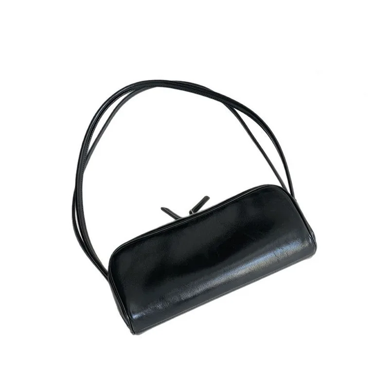 Echt lederen onderarmtas 2025, nieuwe niche-ontwerp, oliewas, koeienhuid, vintage handtas, mode, high-end damesschoudertas