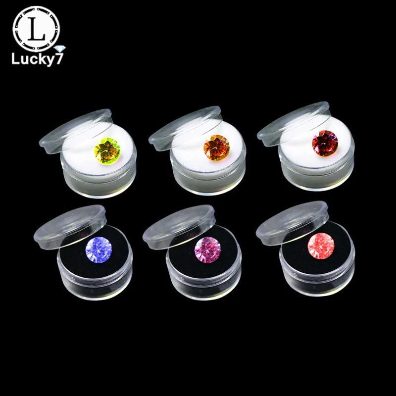 10 unids/lote caja redonda transparente de diamantes de imitación cuentas de plástico caja de joyería caja de almacenamiento organizador de embalaje de gemas