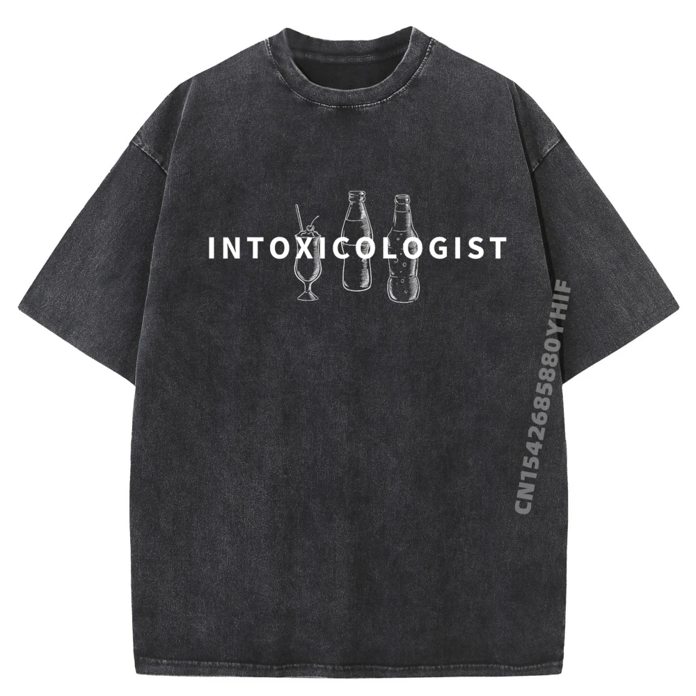 

Intoxicologist Funny Bartender Gift Men's Printed T-Shirts Graphic Shirt Mens Minimalist Washed Clothes