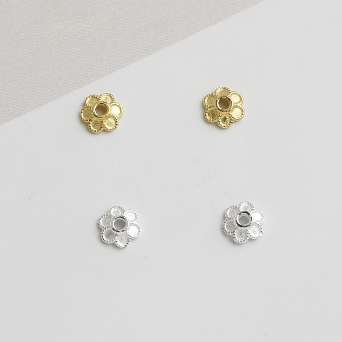 

10 pcs 925 Sterling Silver Flower Bead Caps Spacer Beads for Jewelry Making