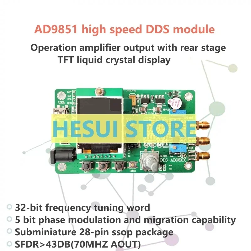 AD9851 high speed DDS module function signal generator send program compatible with 9850 sweep function