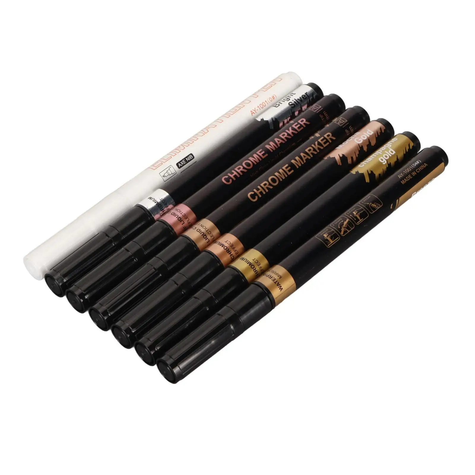 Mirror Marker Rose Gold Bronze Gold Silver Fade Resistant Metallic Paint Pen with Elimination Pen