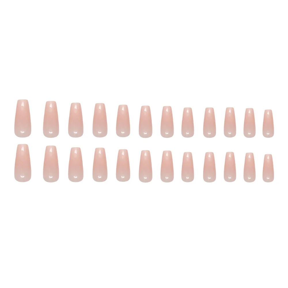 24Pcs Pink Glitter Fake Nail with Gradient French Press on Nails Reusable Short Full Cover Nail Tips for Girl/Women Wholesale - view 5