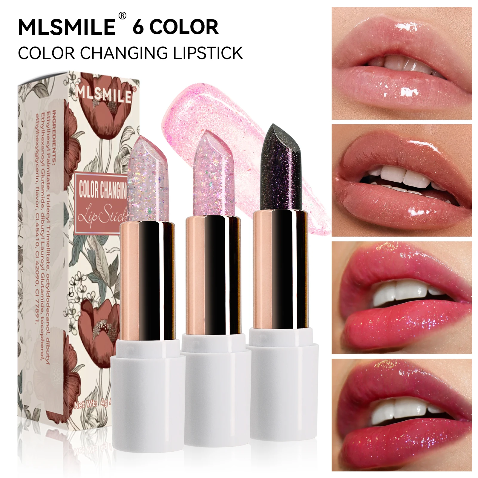 Starry Sky Bullet Head Nude Lippenstift, roter Stift, schwarze Tube, mattierter, glatter Lippenstift, 6 Farben erhältlich