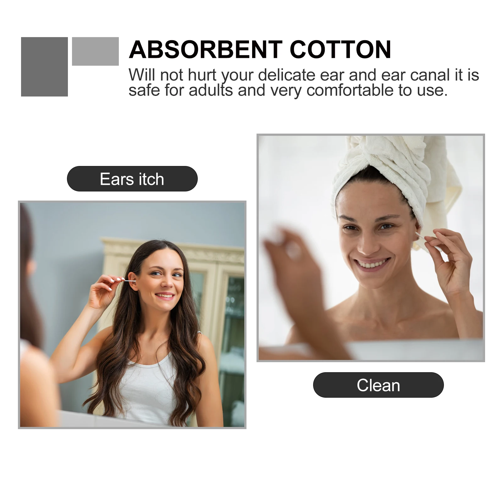 

3pcs Ear Picking Cotton Swabs Double Ended Sturdy Material Disposable Ear Cleaning Swabs for Adults Babies Practical