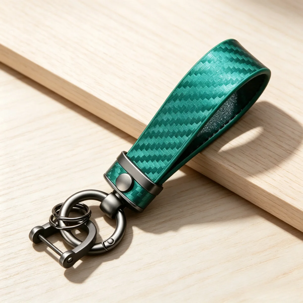 Vintage Schlüsselanhänger aus Crazy-Horse-Leder und Kohlefaser, Auto-Schlüsselhalter, Anti-Verlust-D-Ring, Metall-Schlüsselring-Anhänger für Männer und Frauen, Geschenk – Detail 8