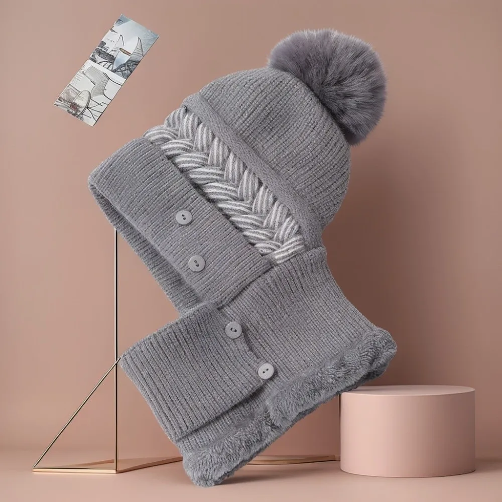 Moda quente inverno chapéu cachecol conjunto de pele forrado gorros à prova de frio chapéu à prova de vento proteção de ouvido pescoço mais quente feminino