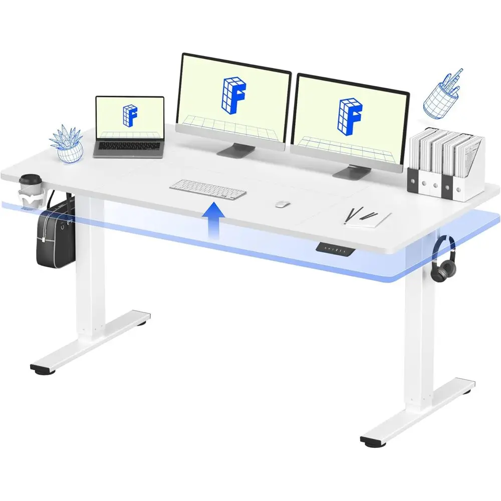 

Регулируемый по высоте стол для работы сидя и стоя, бесшумный и устойчивый, с кабель-менеджментом, подставкой для стаканов, белой столешницей, коммерческого класса (2 шт.)