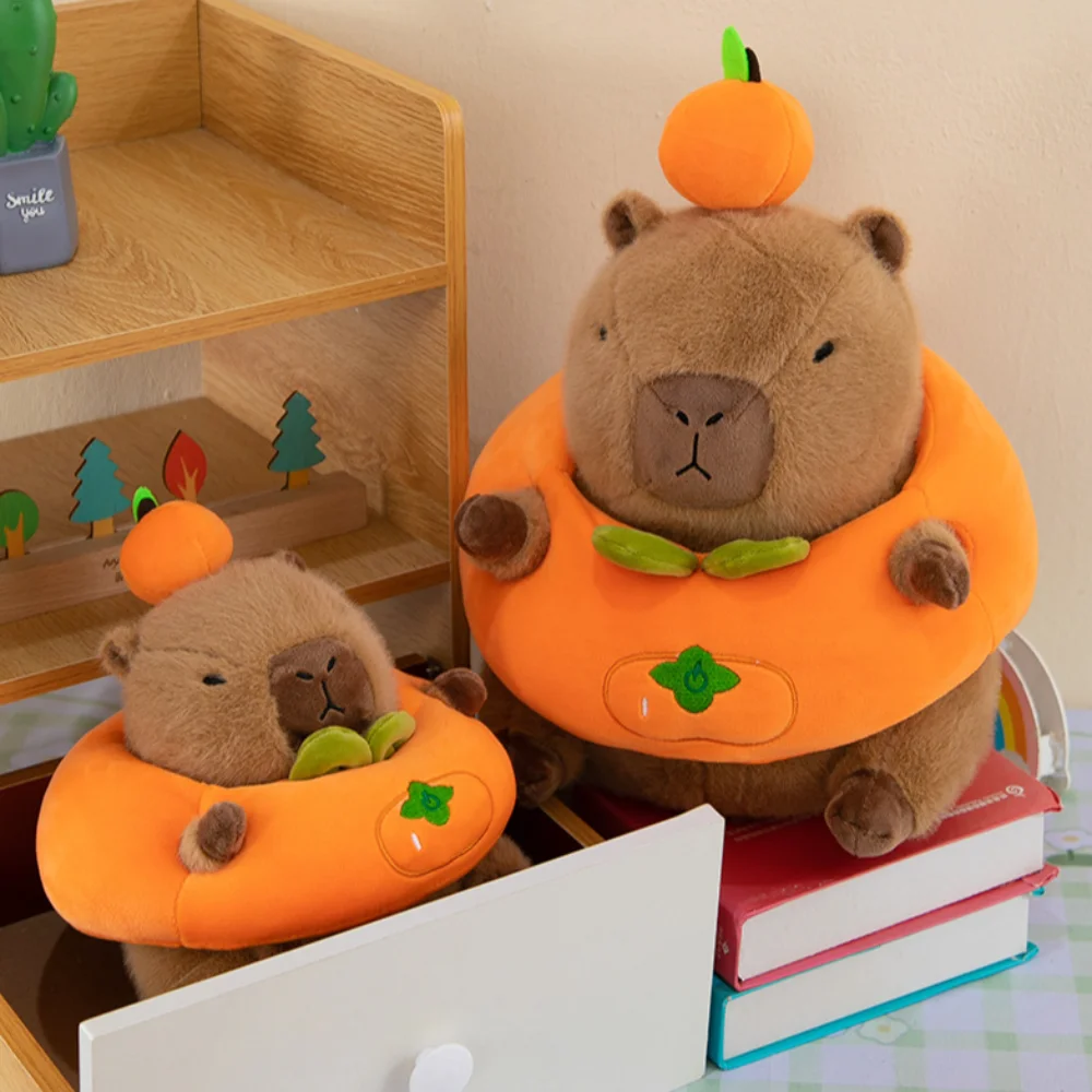 Kawaii Plush Capybara Doll Cartoon Capybara Capybara Plush Toy Hamburger Persimmon Stuffed Animals Accompany Toy