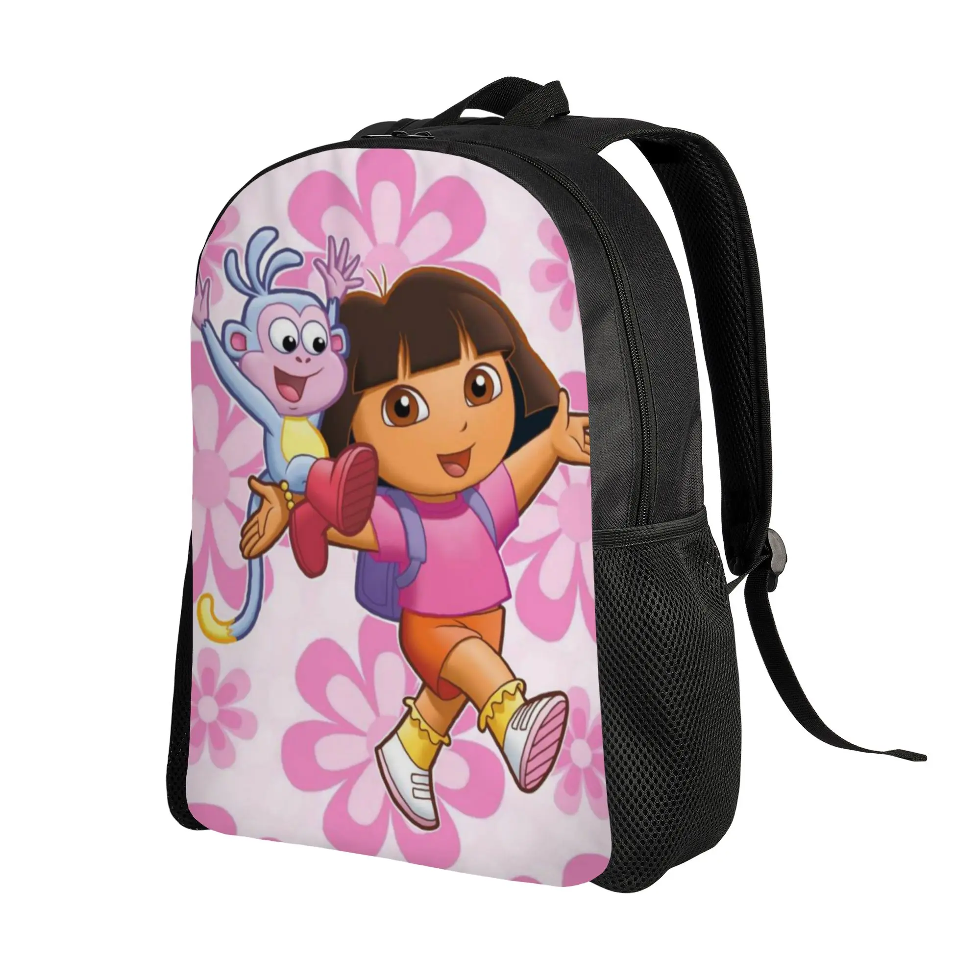 Flower Doraa-Explorers Cartoon Backpack for Men Women Cool High School Work Daypack  Laptop Computer Canvas Bags Sports