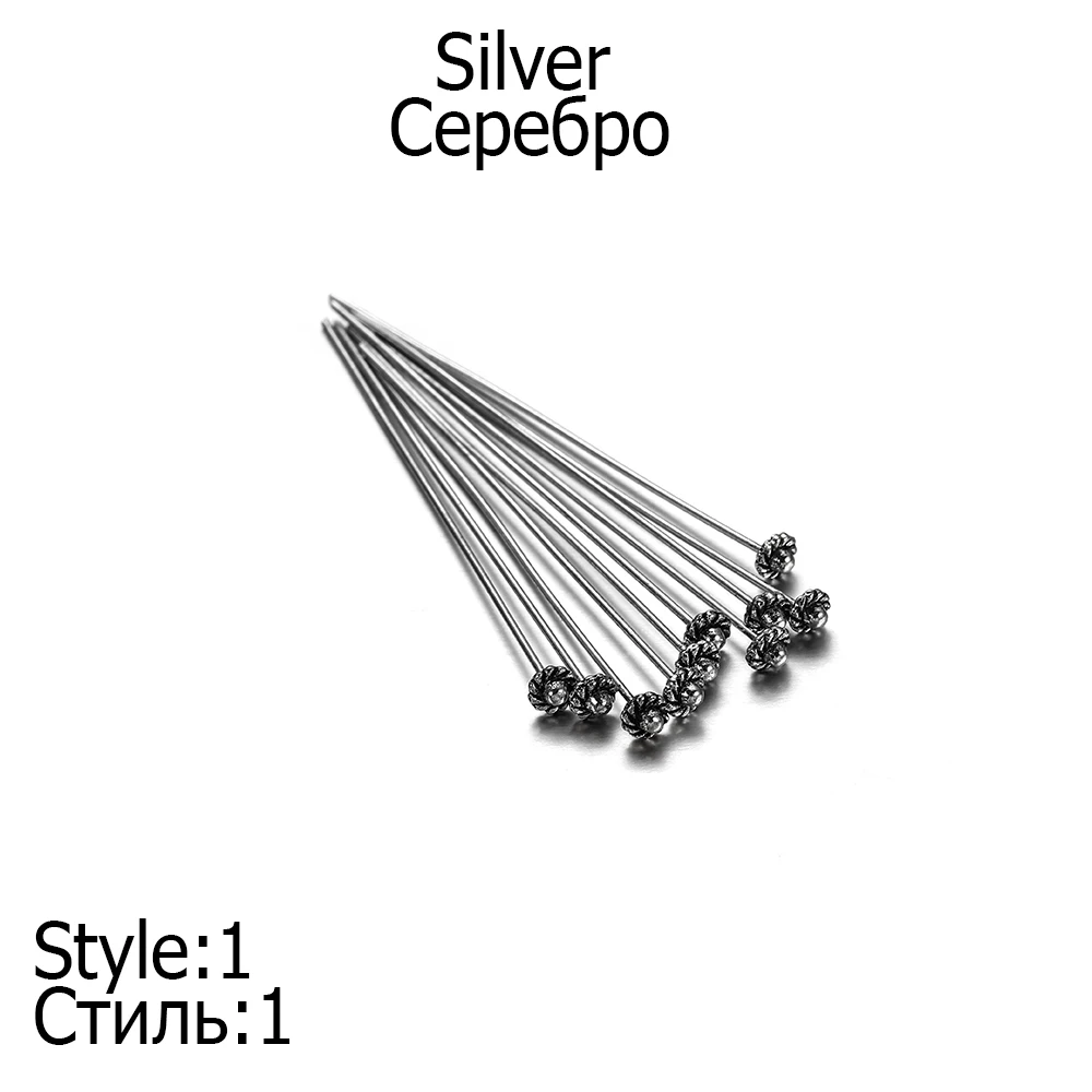 20 Stks/partij 50Mm Antieke Zilveren Bloem Hoofdspelden Voor Sieraden Maken Diy Kralen Bal Spelden Naalden Bevindingen Voor Diy Oorbellen Sieraden
