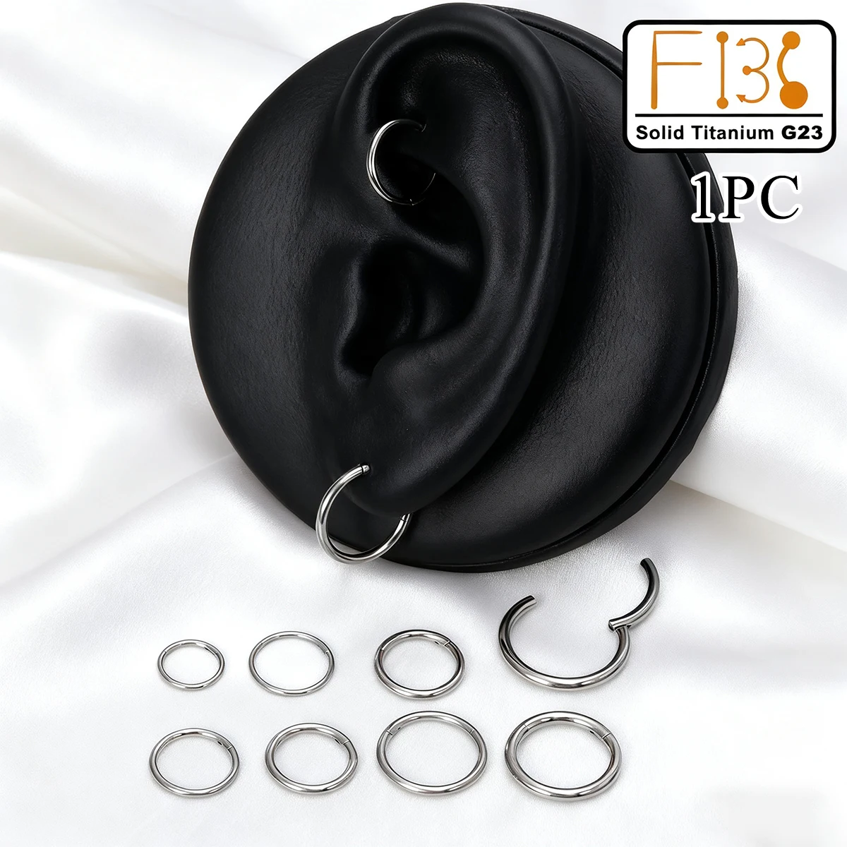1pc F136 Solid Titanium G23 Hinged Piercing Ring Seamless Clicker Septum Ear Cartilage Daith Tragus Piercing Earring Hoop 14-20G