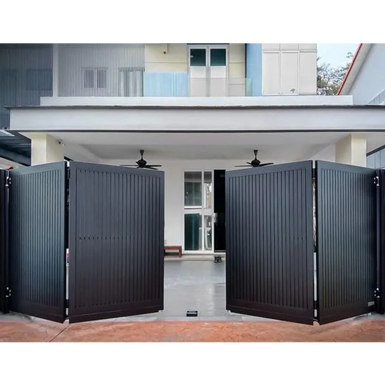 Automatic Aluminum Sliding Fold Gate Simple Modern Metal Main Front Gates Design House Outdoor Driveway