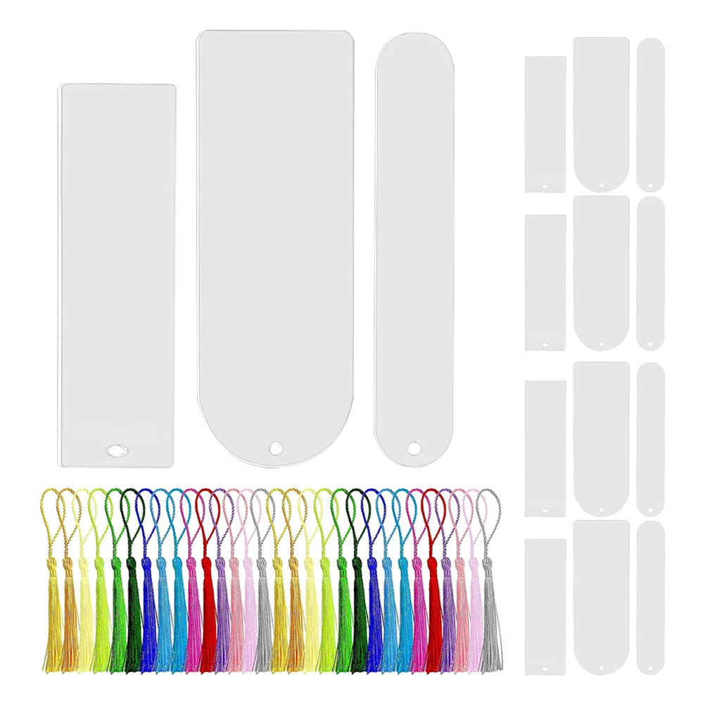 30pcs Acrylic Bookmarks Tassels Pendant Design Diy Bookmark Decorative Gift For Readers Study Aids Page Marker Lightweight