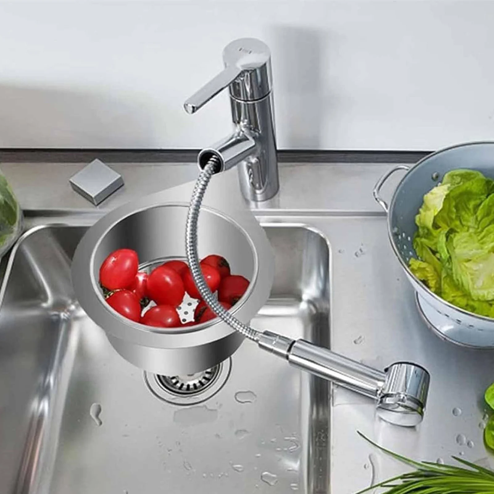 Stainless Steel Swan Sink Strainer Basket Large Capacity Encrypt Drain Hole Design for Kitchen Sink Food Catcher