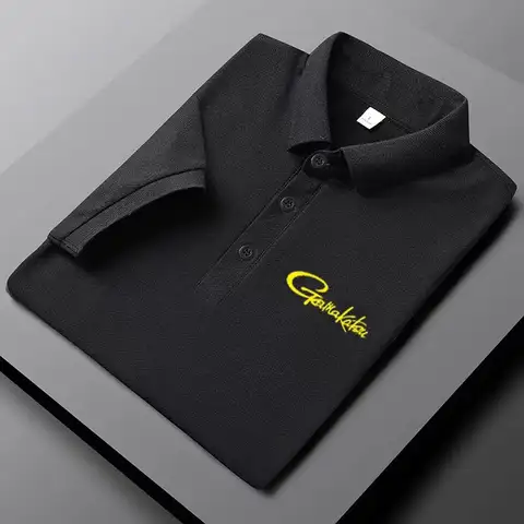 Gamakatsu 남성용 낚시 의류, 야외 스포츠, 반팔 폴로 셔츠, 코튼 주름 방지, 통기성 낚시 티셔츠, 여름 신상