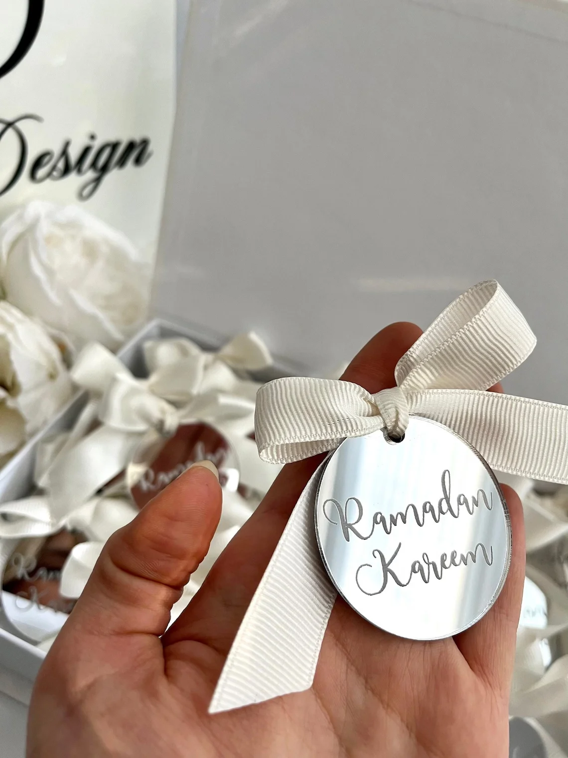 10PCS 2 zoll 5cm Ramadan Kareem Spiegel Tag Ramadan Tisch Dekoration Eid Geschenk Ramadan Kareem Label Große Acryl spiegel Tag