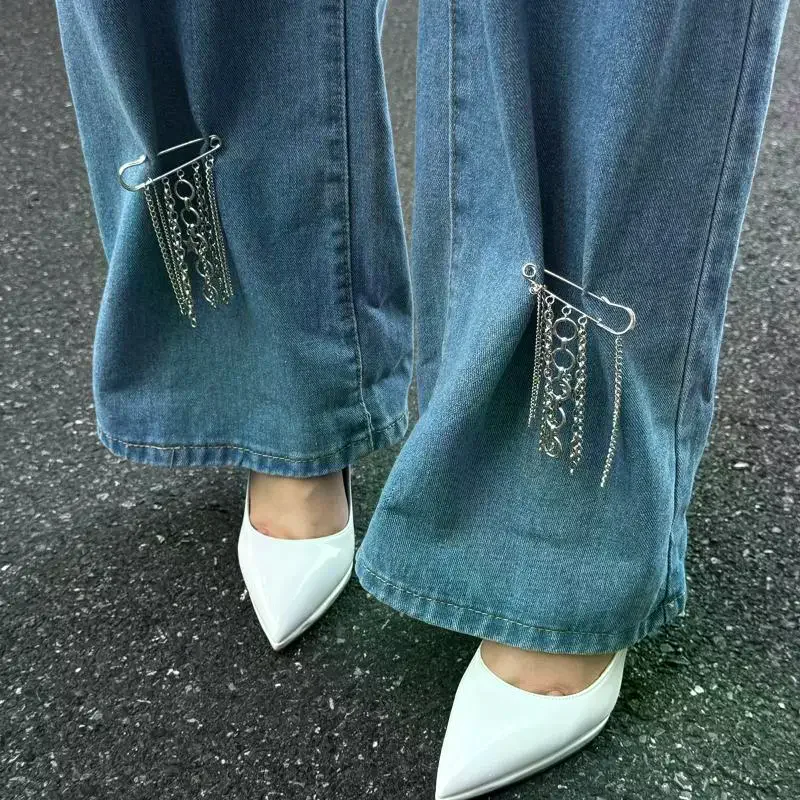 1 قطع اليدوية لطيف دبوس الأمان سلسلة شارة بروش دبوس سحر مطرز الجمالية شرابة سلسلة القلب قلادة