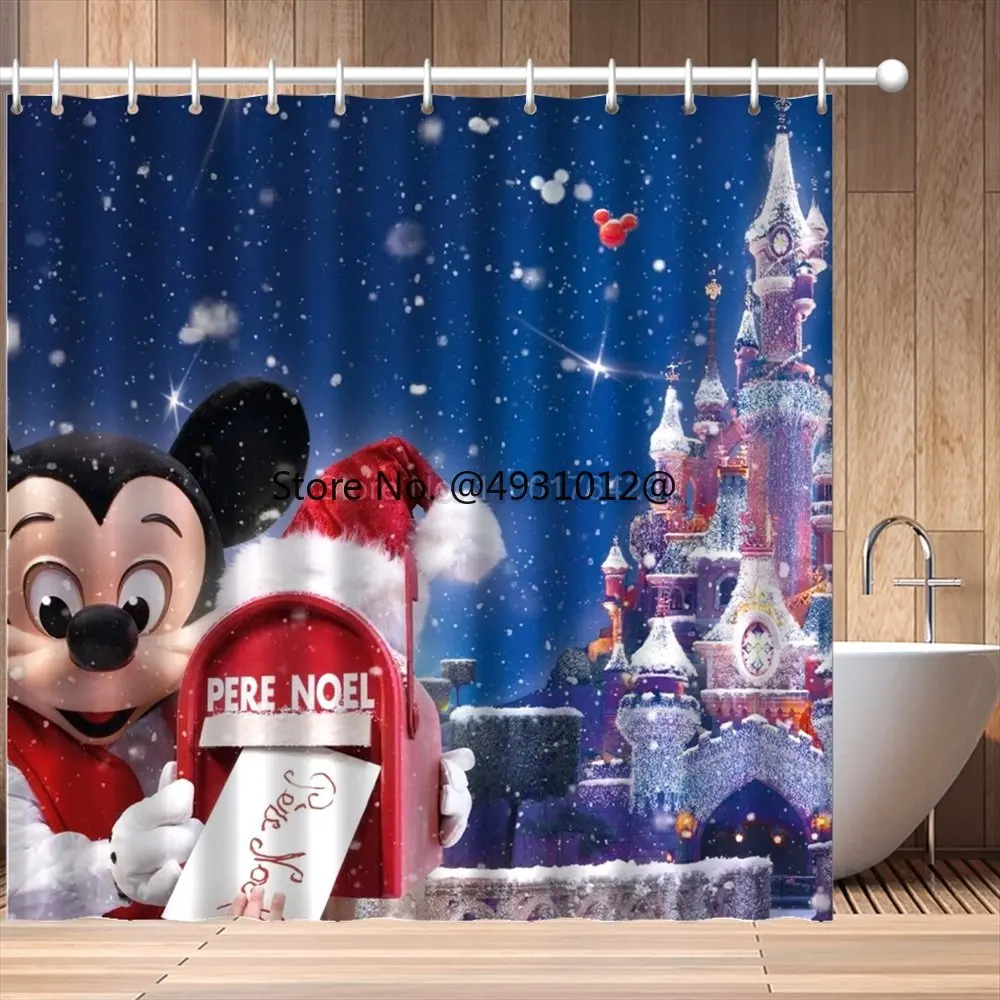 2023 Christmas Gift Disney Mickey Mouse Shower Curtains Waterproof Bath Curtain Bathroom Polyester 3D Girls Boys Cartoon Drapes