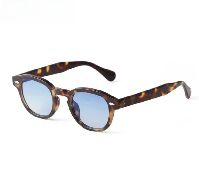 Vintage Rivet High Quality Round Sunglasses New Women Men Brand Design Retro Sun Glasses Yellow Blue Lens Square Eyewear