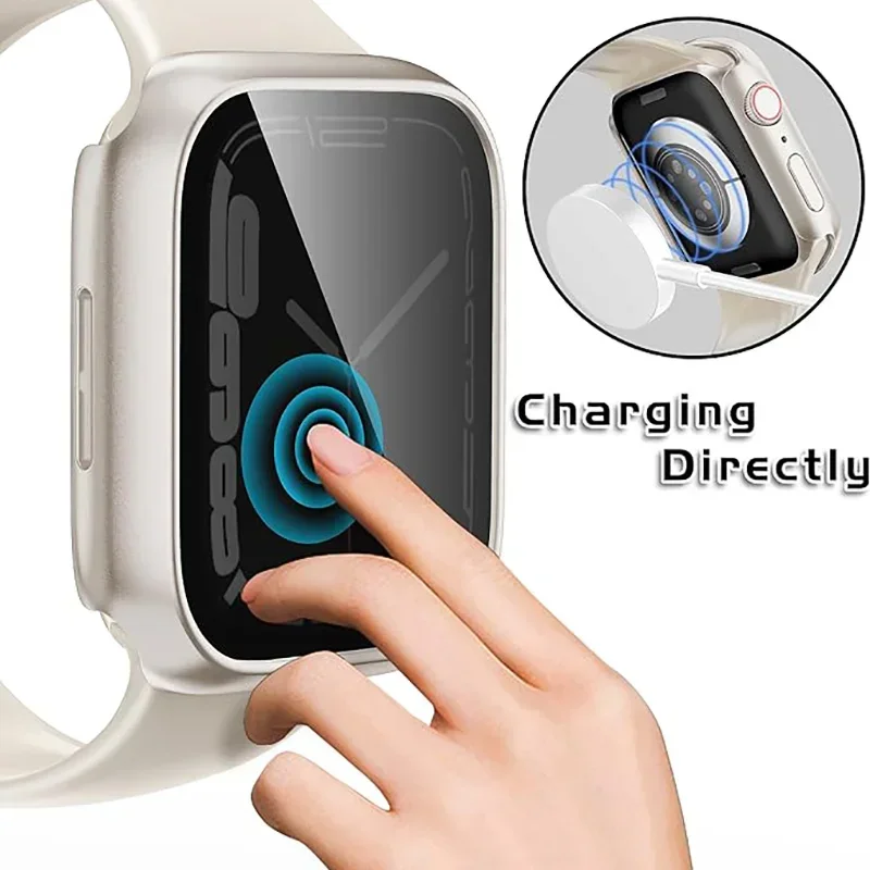 Casing pelindung layar privasi, penutup Bumper pelindung tahan air untuk iWatch 9 8 7 6 5 4 SE 45mm 40mm 41mm 44mm