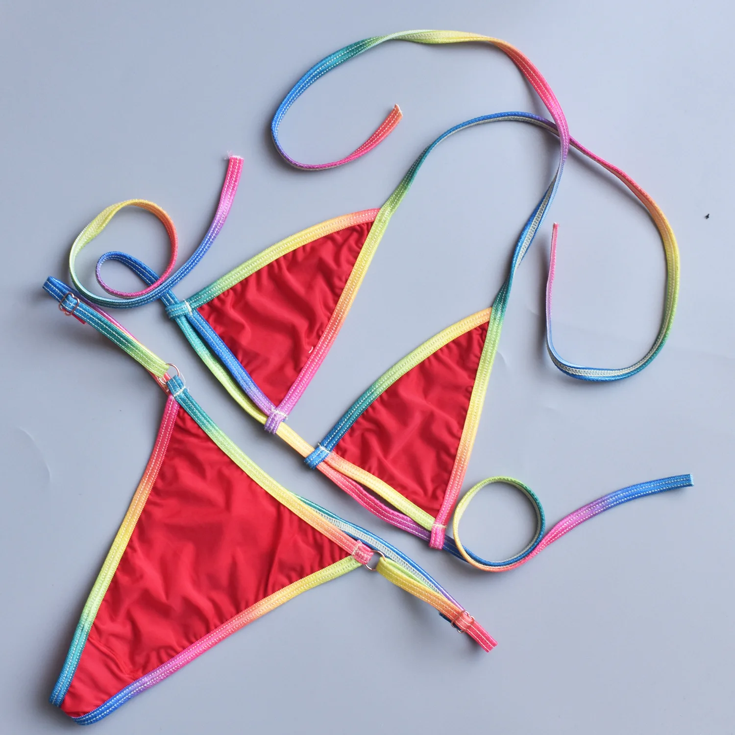 Completo bikini da donna sexy in rete trasparente, con vita regolabile da 60 a 110 cm, morbido, delicato sulla pelle, traspirante, ad asciugatura rapida, disponibile in 8 colori._voghion.com