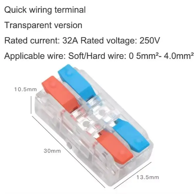 Mini Fast Wire Connectors Universal Compact Lever Nut Crimp Splitter Push-in Electrical Conductors Home Wiring Terminal Block