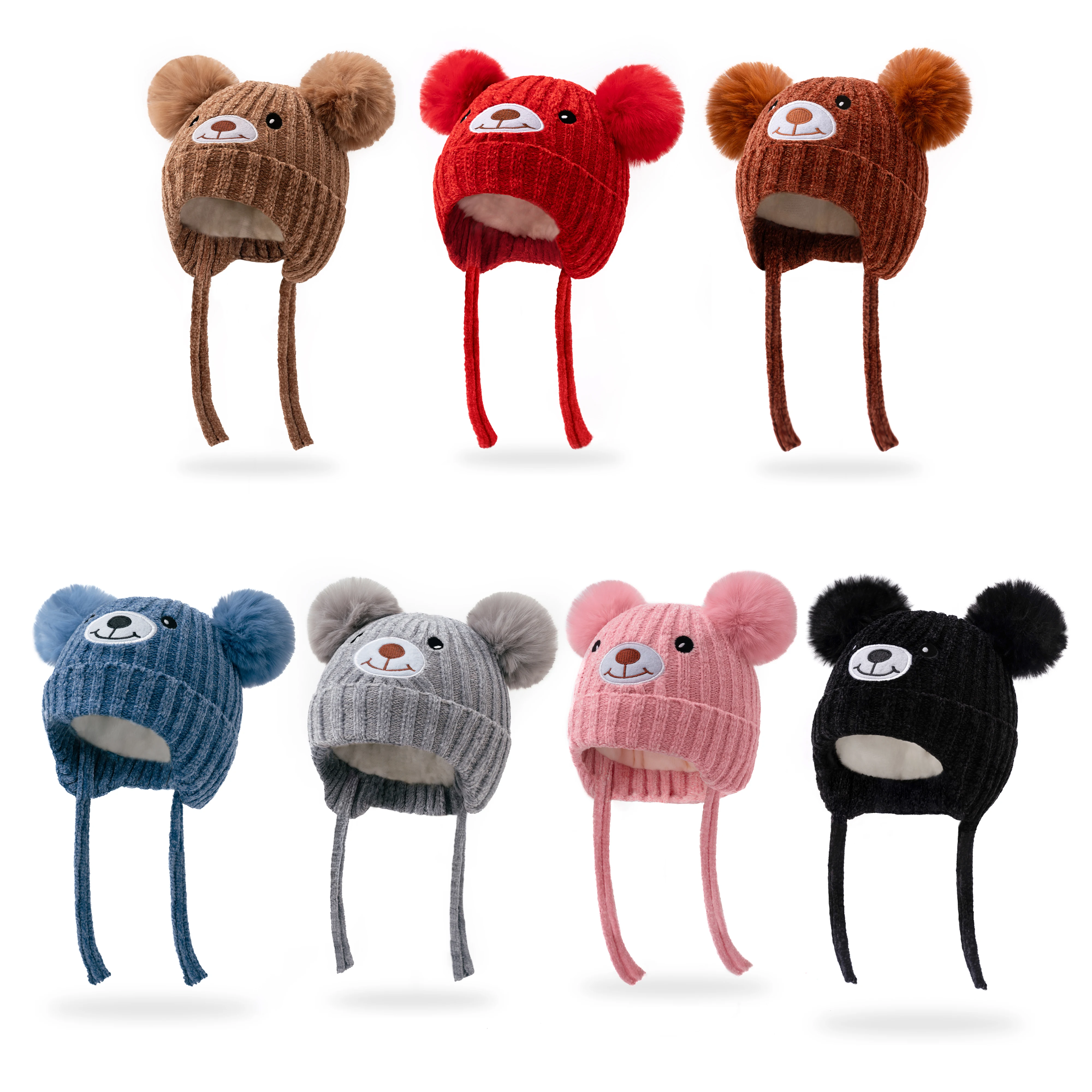 1-5Y Children's embroidered Little Bear Autumn and Winter new style cute bear warm ear-protecting velvet cold-proof hat