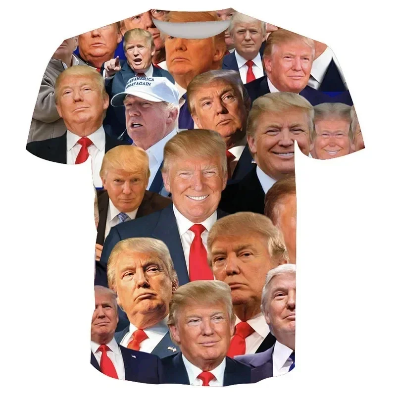 

2024 trend funny US President Donald Trump printed men's T-shirt 3D popular street wear summer short sleeve T-shirt children's t