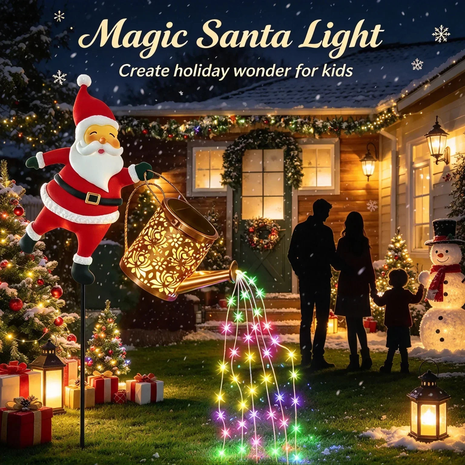 New Santa Claus Solar Lantern Christmas Outdoor Courtyard Hollow Water Bottle Luminous Decoration Metal Craft for Yard Garden
