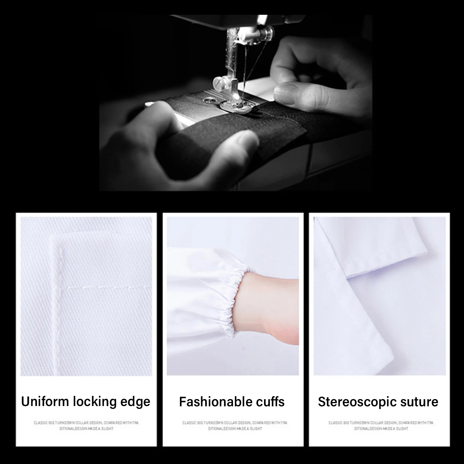 เสื้อคลุมแล็บผ้าฝ้ายแขนยาวทรงหลวมข้อมือสีขาว เสื้อคลุมแพทย์ เสื้อคลุมวิทยาศาสตร์สำหรับโรงพยาบาล วิทยาศาสตร์ และโรงเรียน